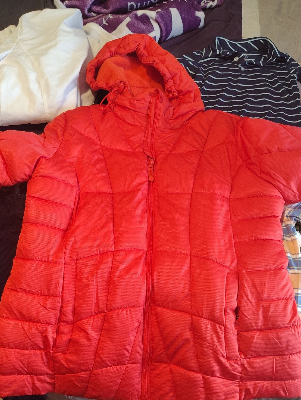 Faded Glory Red Quilted Hooded Puffer Coat